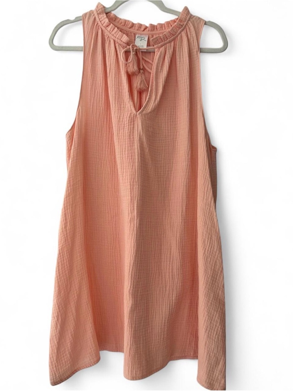 Kona Sol Soft Coral Tie-Detail Sleeveless Dress